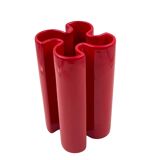 Franco Bettonica, Space age rare red ceramic vase, Gabbianelli Italy ca. 19