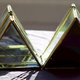 4 anciennes boites à bijoux en verre, laiton et miroir