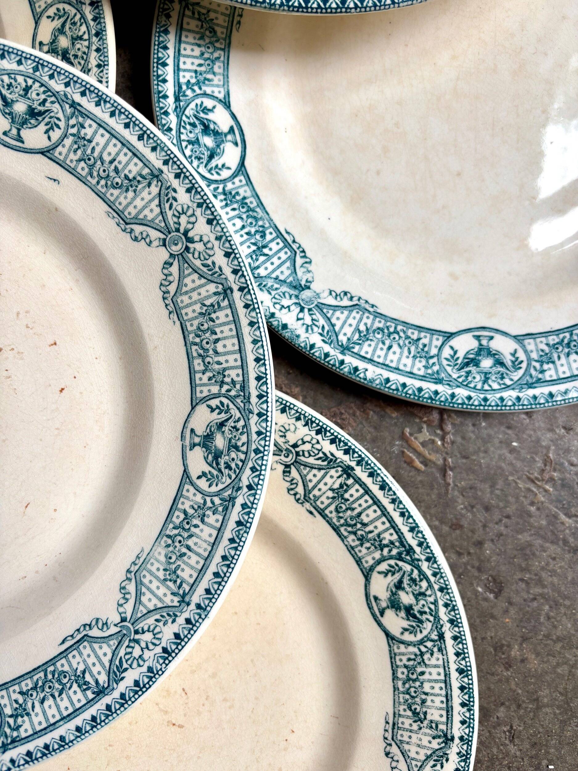 6 dessert plates, Salins ironstone, "Directoire" service.