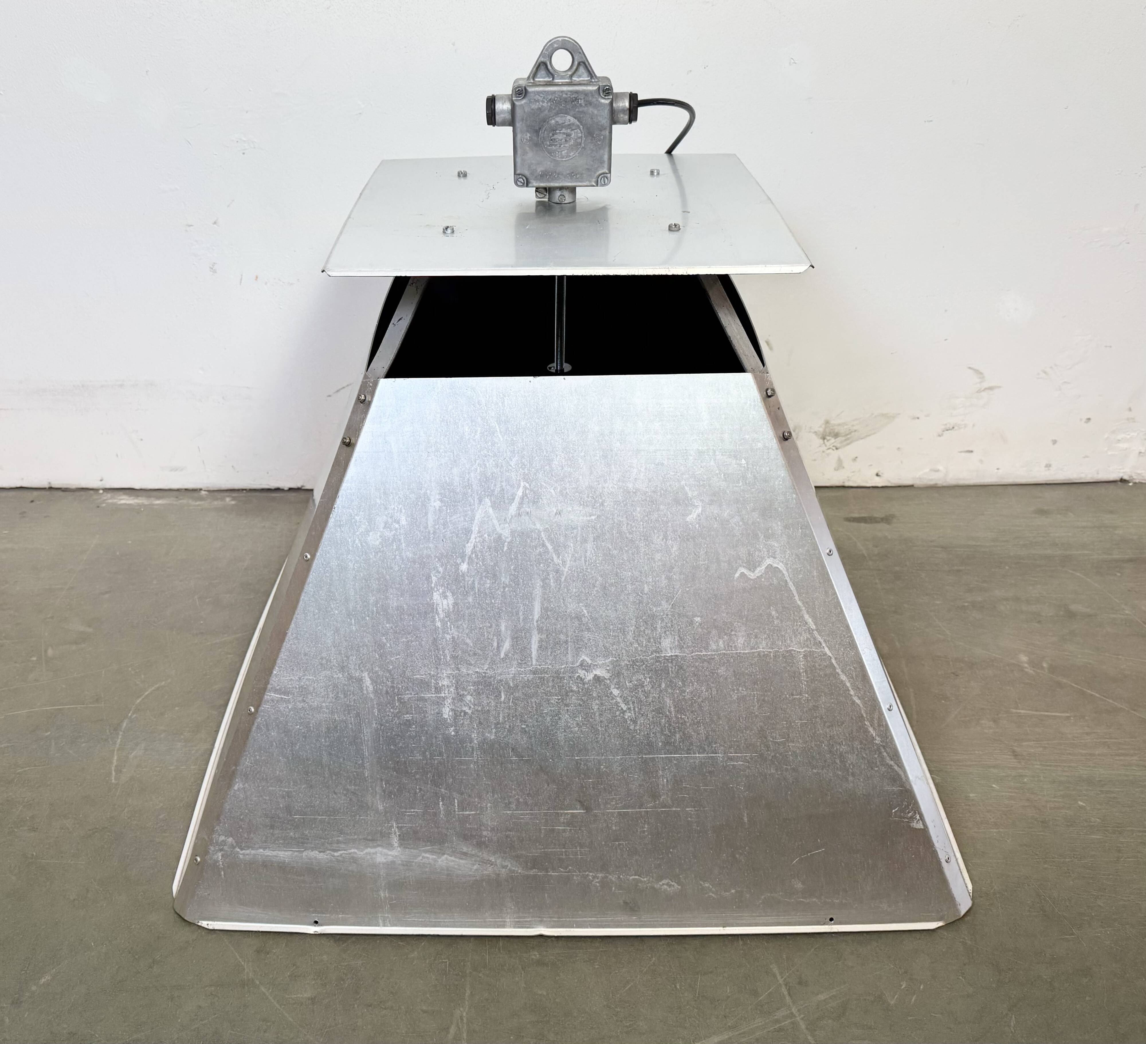 Large Silver Industrial Factory Pebdant Lamp, 1970s