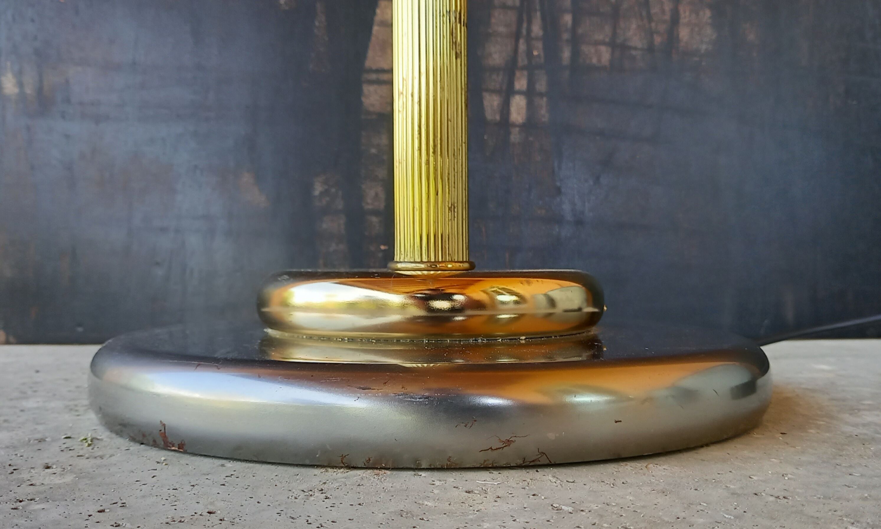 80s gold-plated brass halogen floor lamp