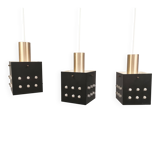 Three older square pendant lamps in Space-Age style, Denmark 1980s