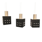 Three older square pendant lamps in Space-Age style, Denmark 1980s