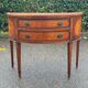 Commode console demi lune vintage bois et marqueterie Louis XVI