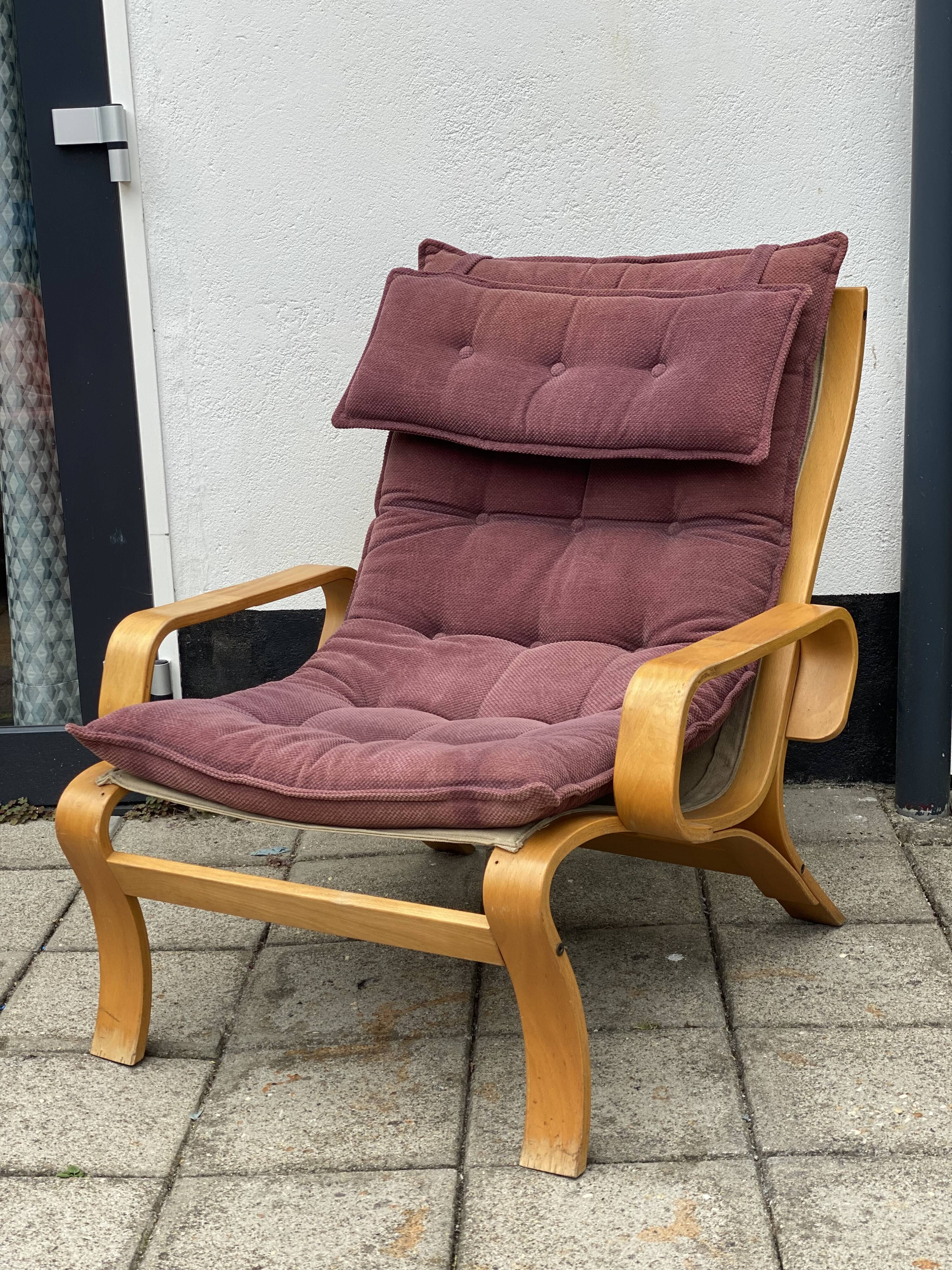Vintage Swedish Bent Wood Lounge Chair