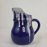 Stoneware (ceramic) pitcher Puisaye signed Pointu