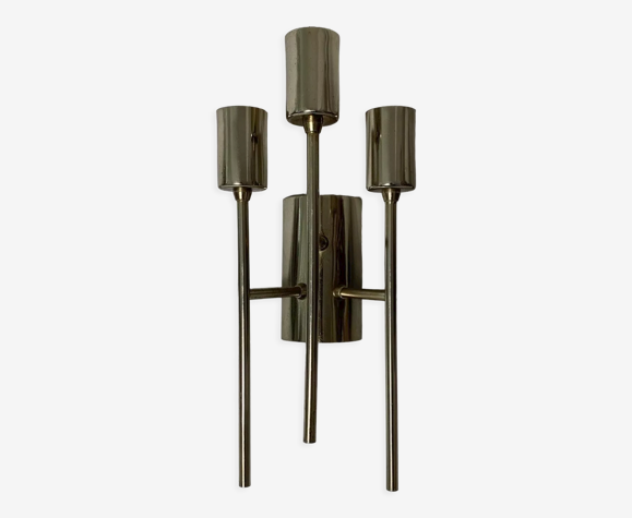 Wall lamp 3 lights in vintage golden steel