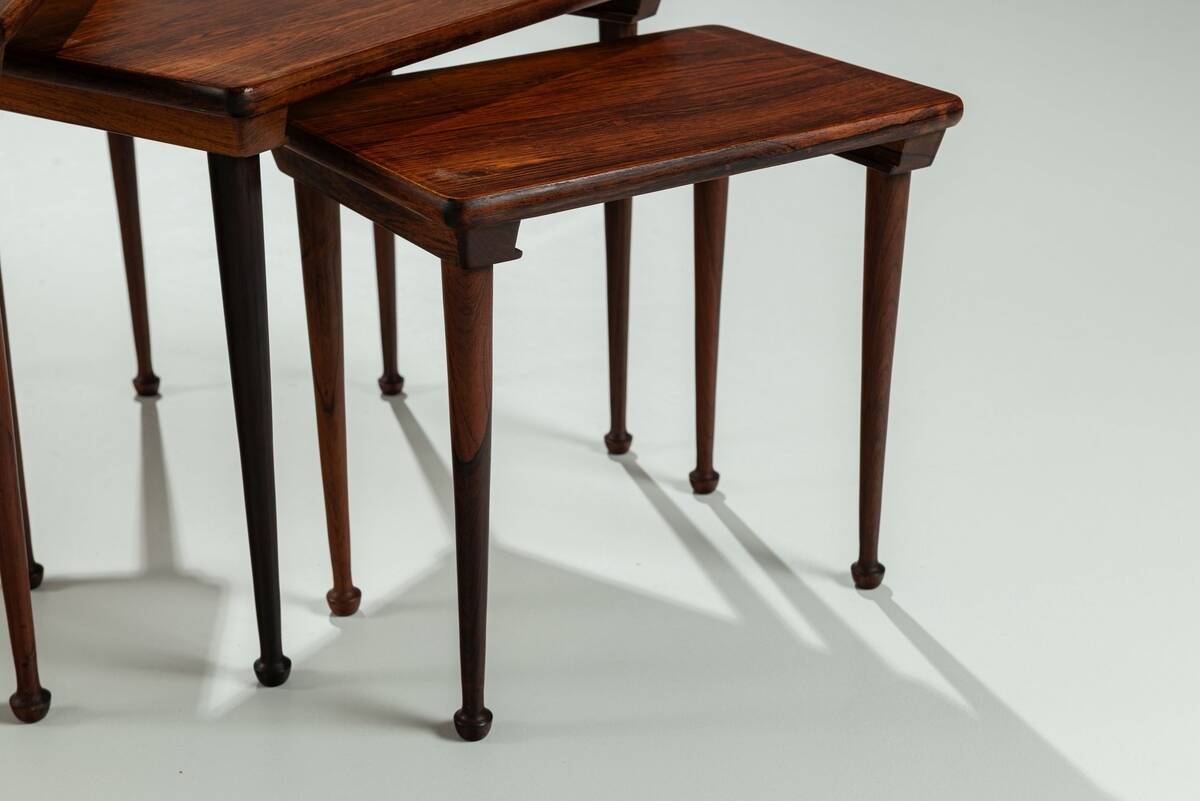 Set of 3 Danish nesting tables in rosewood Denmark 1960