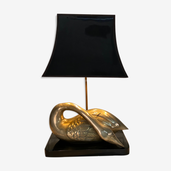 Massive brass bird motif lamp