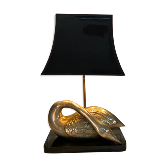 Massive brass bird motif lamp