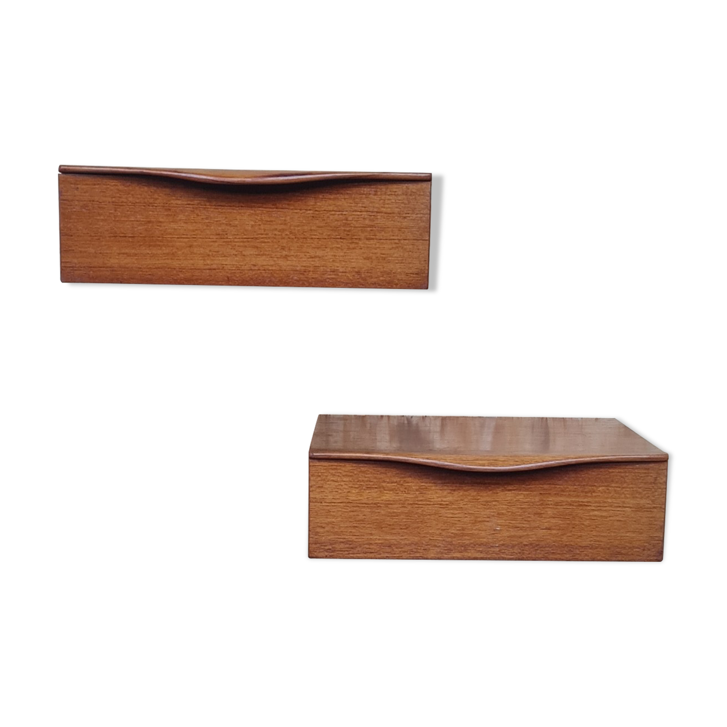 Pair of teak hanging bedside tables