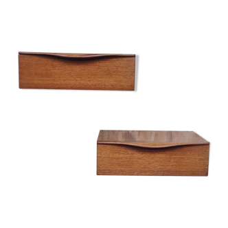 Pair of teak hanging bedside tables