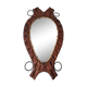Brutalist mirror in wood and rope, free form.