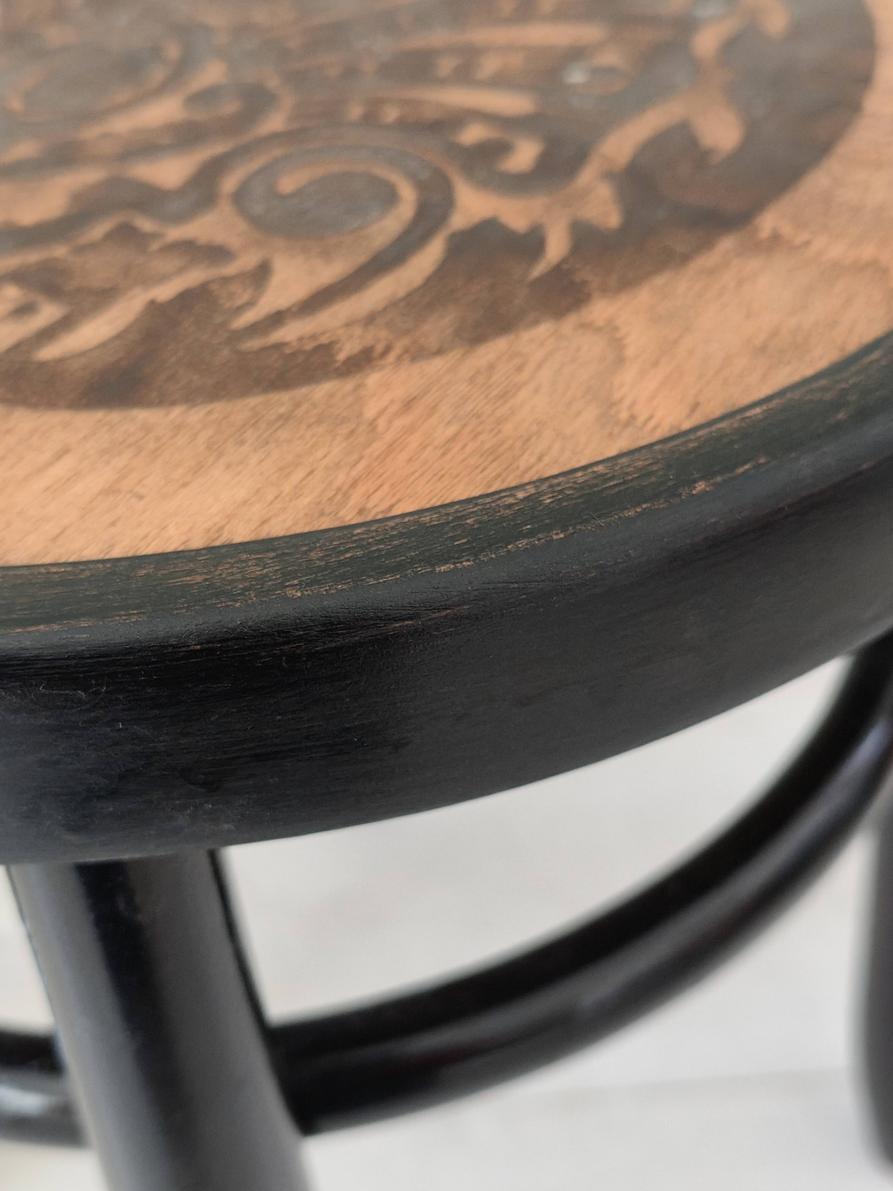 Stool in the style of Thonet made of solid wood.