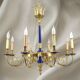 A True Gem, this Chandelier with Bright Gold Finish & Royal Blue in Bronze, Eight Lights.