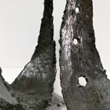 Pair of brutalist design metal candlesticks