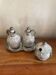 Salt, pepper, and mustard set in stoneware