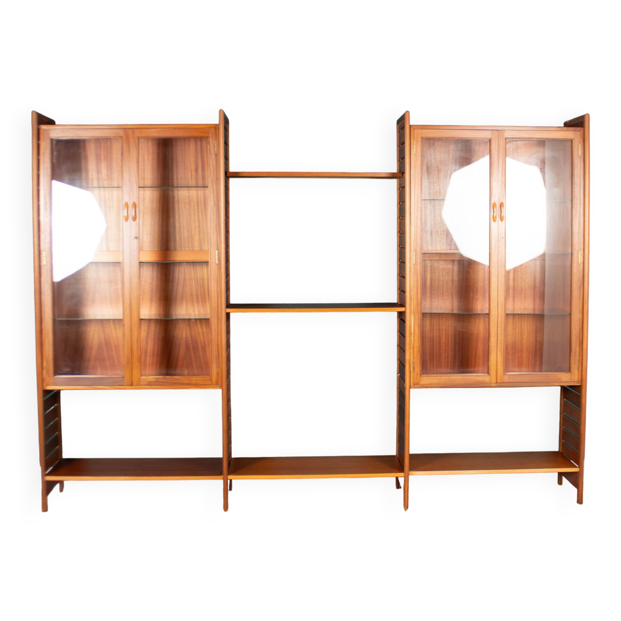 Retro Teak 1960s Mid Century Three Bay Ladder Shelving System