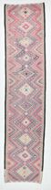 3x12 Soft Wool Pink Oriental Vintage Kilim Runner Rug