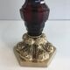 Attributable to Cristal & Bronze Paris. Important lamp in red crystal and chiselled bronze.