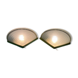 Glass Wall Lamp Set, Vintage Hollywood Regency, Massive Belgium Wall Scones