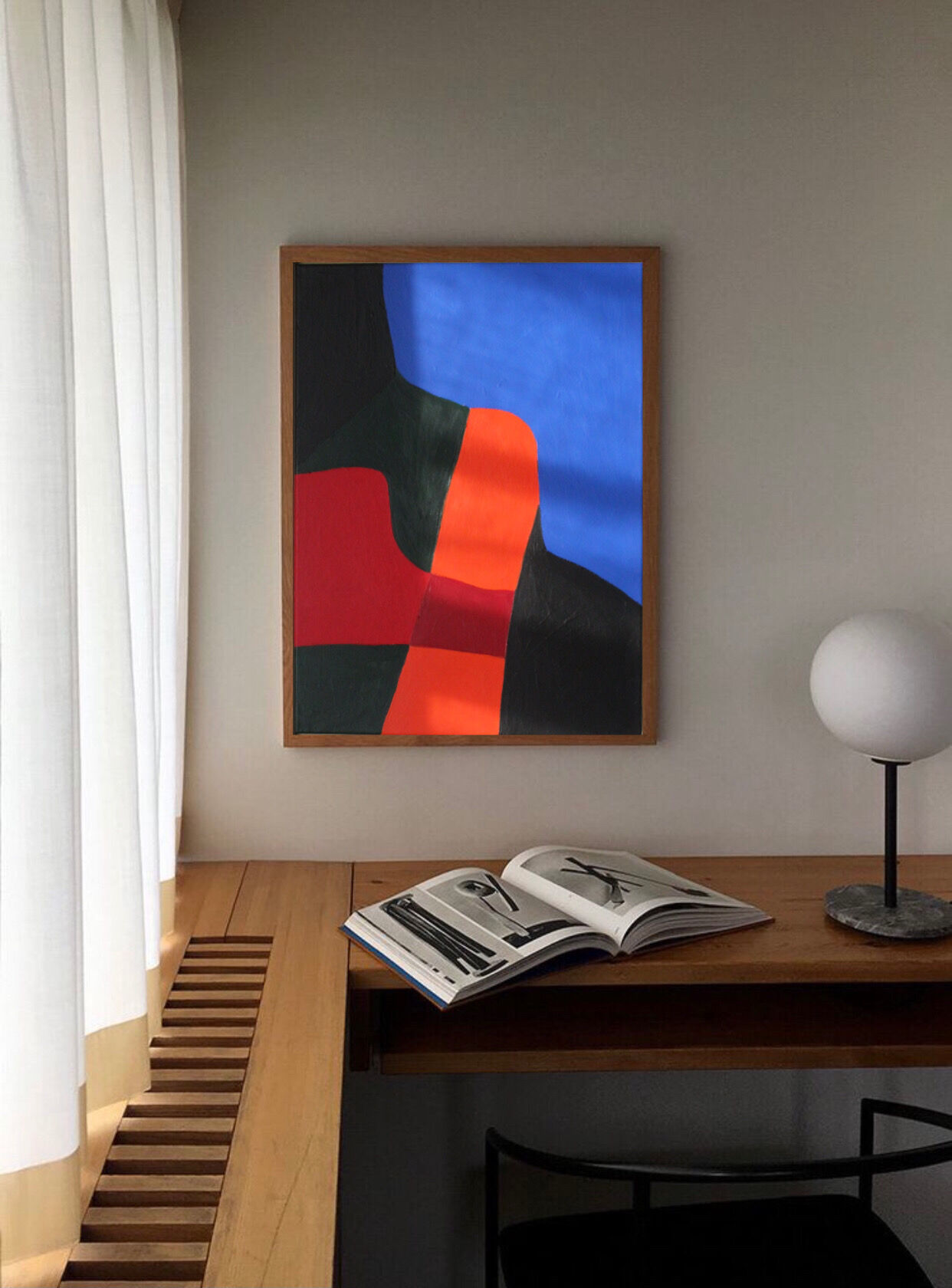 Acrylic painting on canvas "colored composition" 55x46 cm