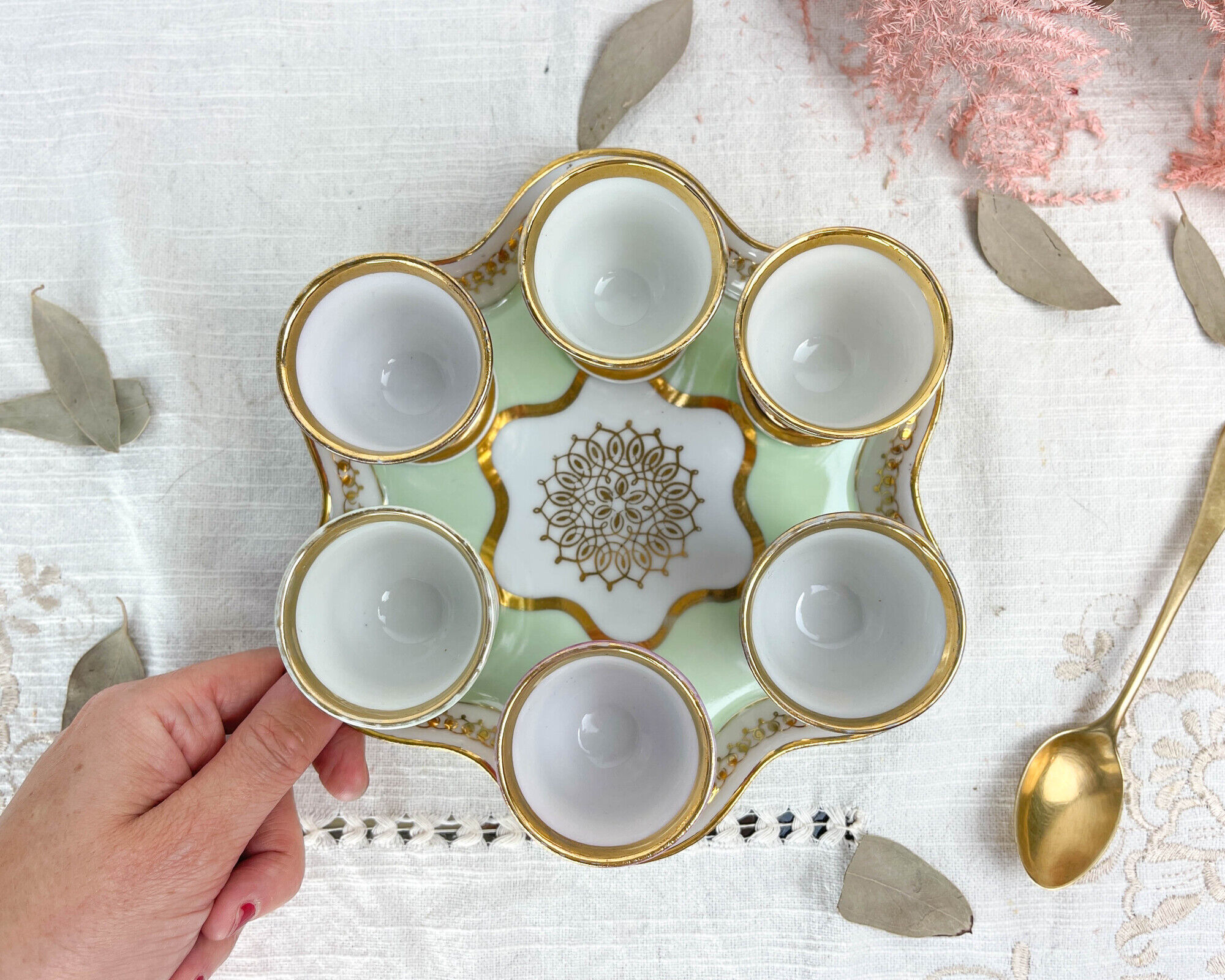 Set de 6 coquetiers vintage en porcelaine de limoges