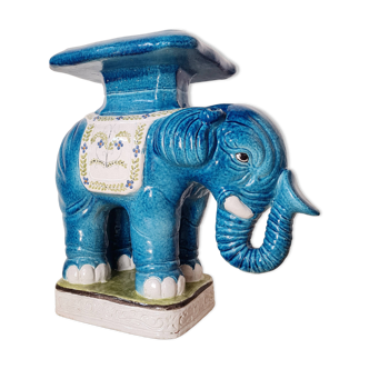 Vintage 1970s ceramic elephant plant stand side table