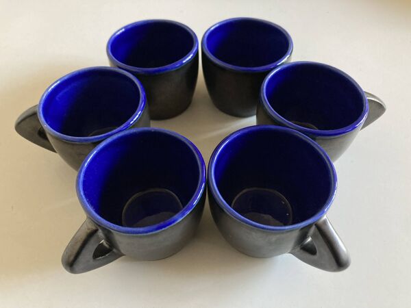 Set de 6 tasses de potier mid century en terre vernissée, 1960