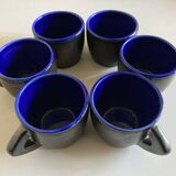 Set of 6 mid-century modern glazed earthenware cups, 1960s