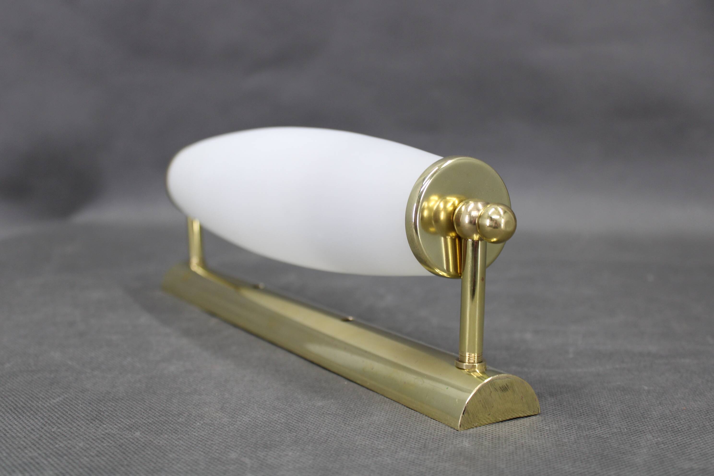 Italian Art Deco brass wall sconces with opal glass, 1940s.