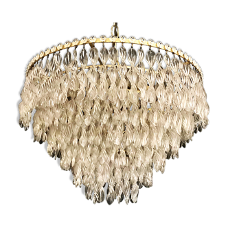 Venini crystal chandelier with golden structure 1950
