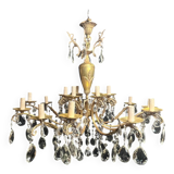 Lustre Napoléon III bronze laiton cristal 18 feux fin XIXème