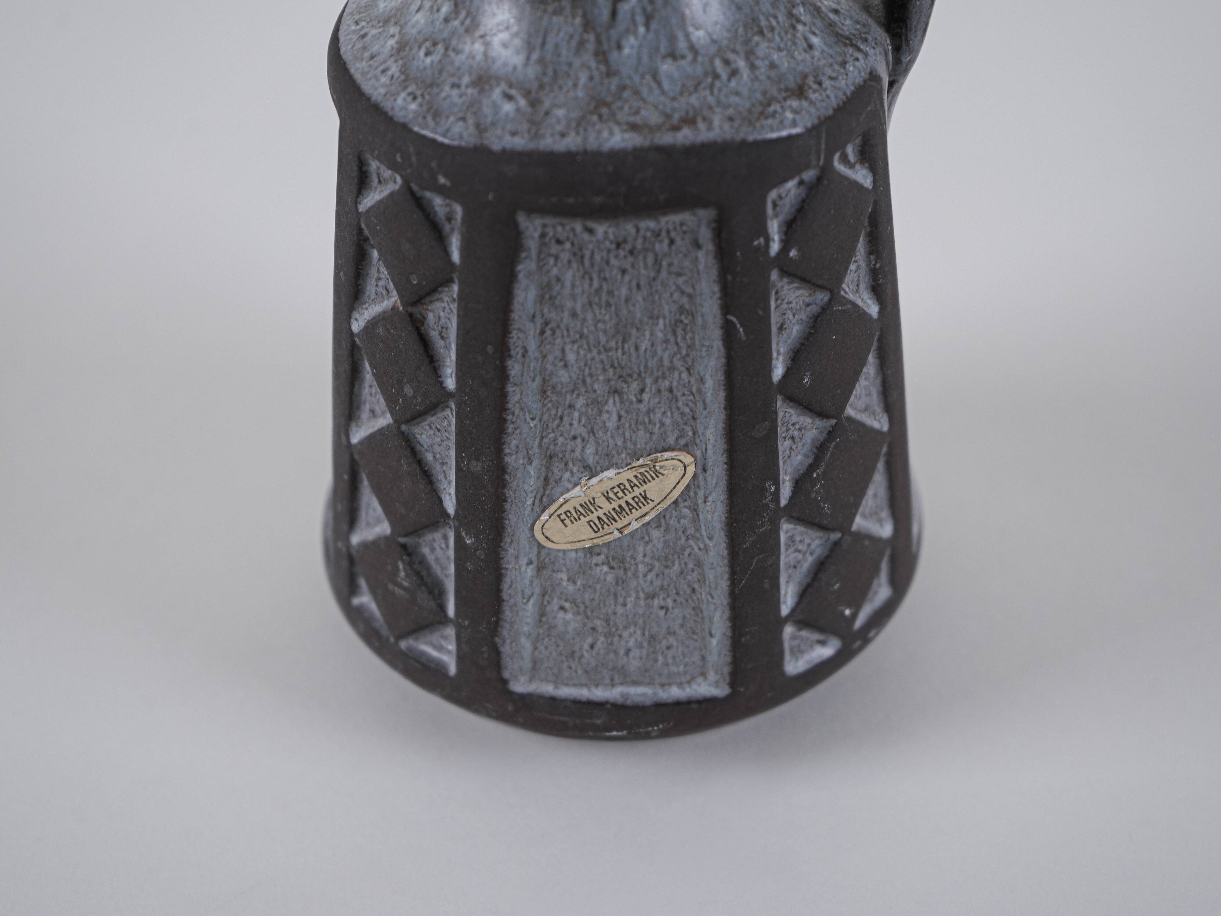 Grey ceramic vase, Danish design, 1970s, manufactured by Frank Keramik