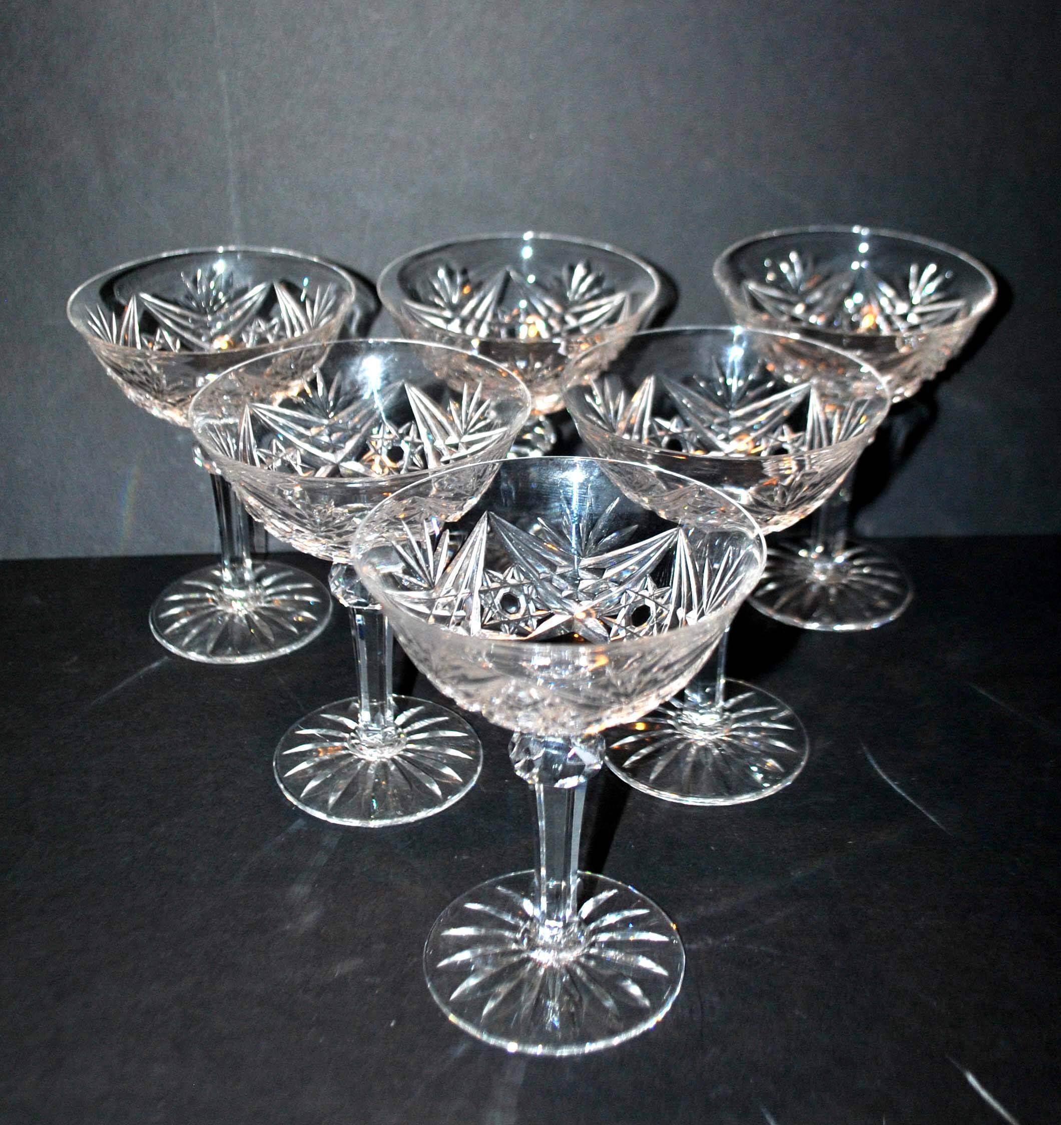 Set of 6 vintage champagne glasses in cut crystal SAINT-LOUIS? LEMBERG?