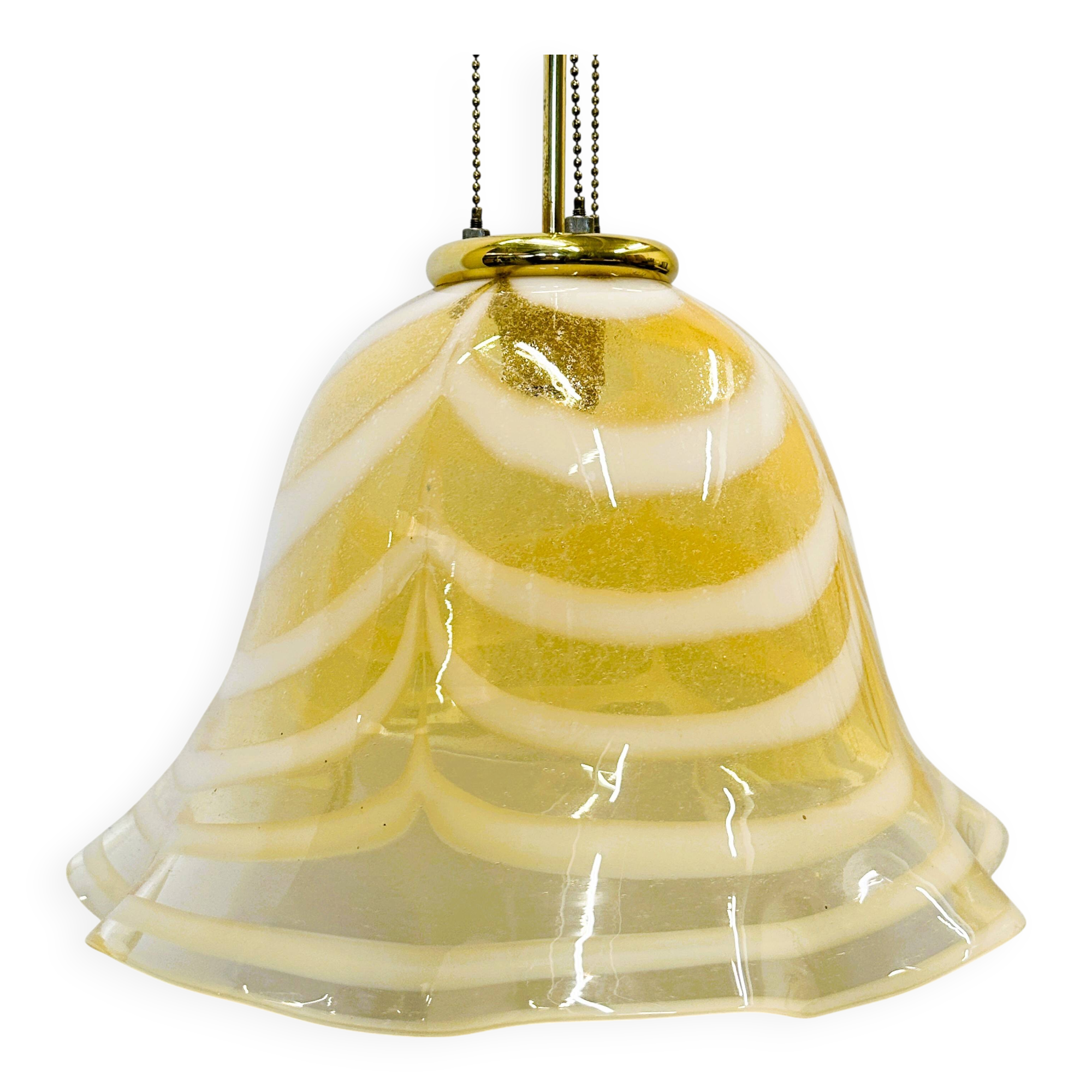Original Venetian Murano Striped Art Glass Pendant Lamp Fazzoletto, Italy,