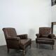 Pair of leather club armchairs