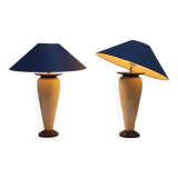 Set 2 lampes de table vintage Français Chatain 68 cm bleu