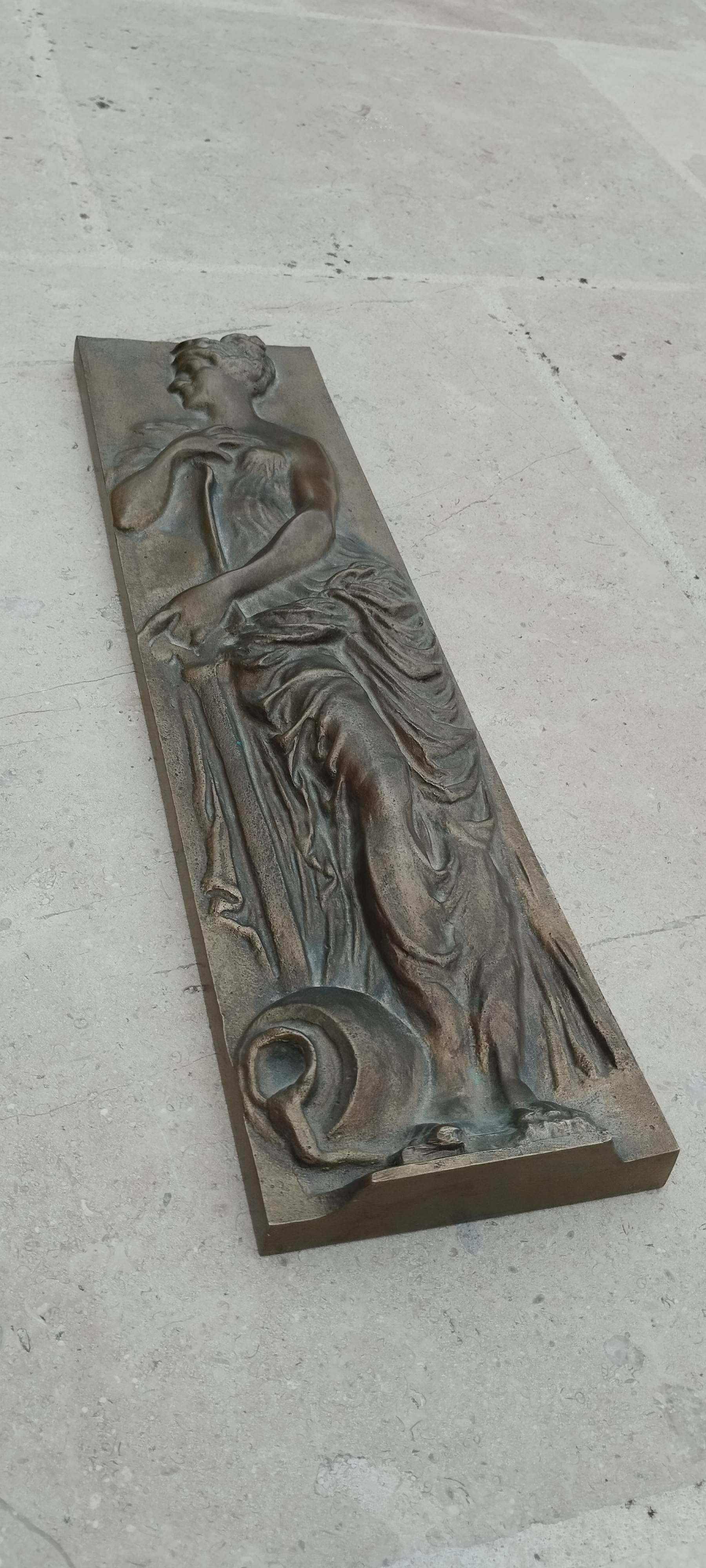 Pair of Art Nouveau bronze bas-reliefs. Wall sculpture - 43 cm x 11 cm
