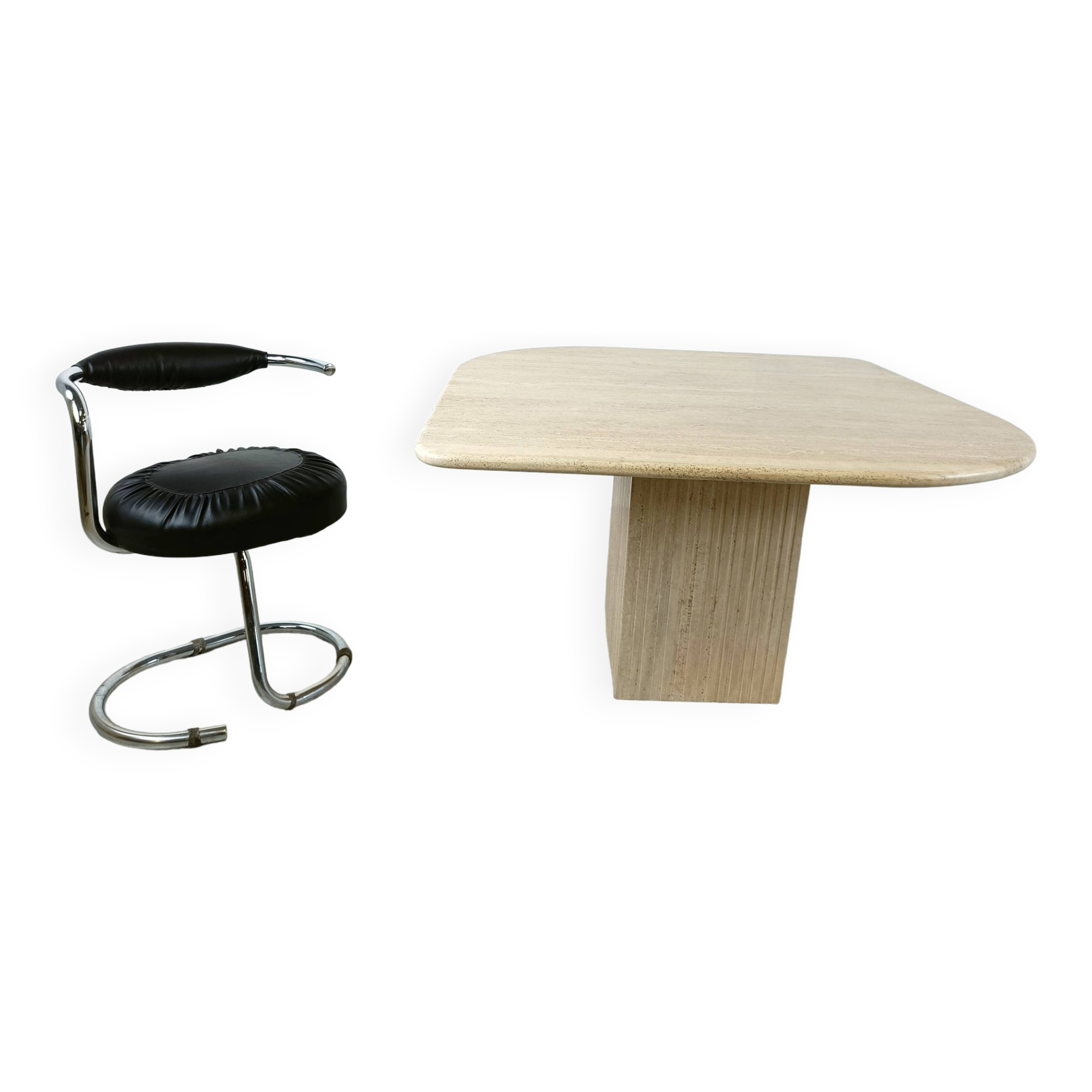 Vintage travertine dining table, 1970s