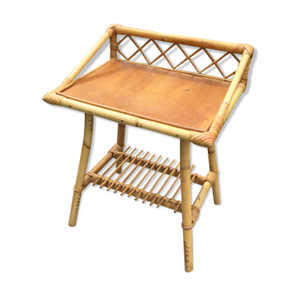 Bedside / side table rattan 1950 vintage