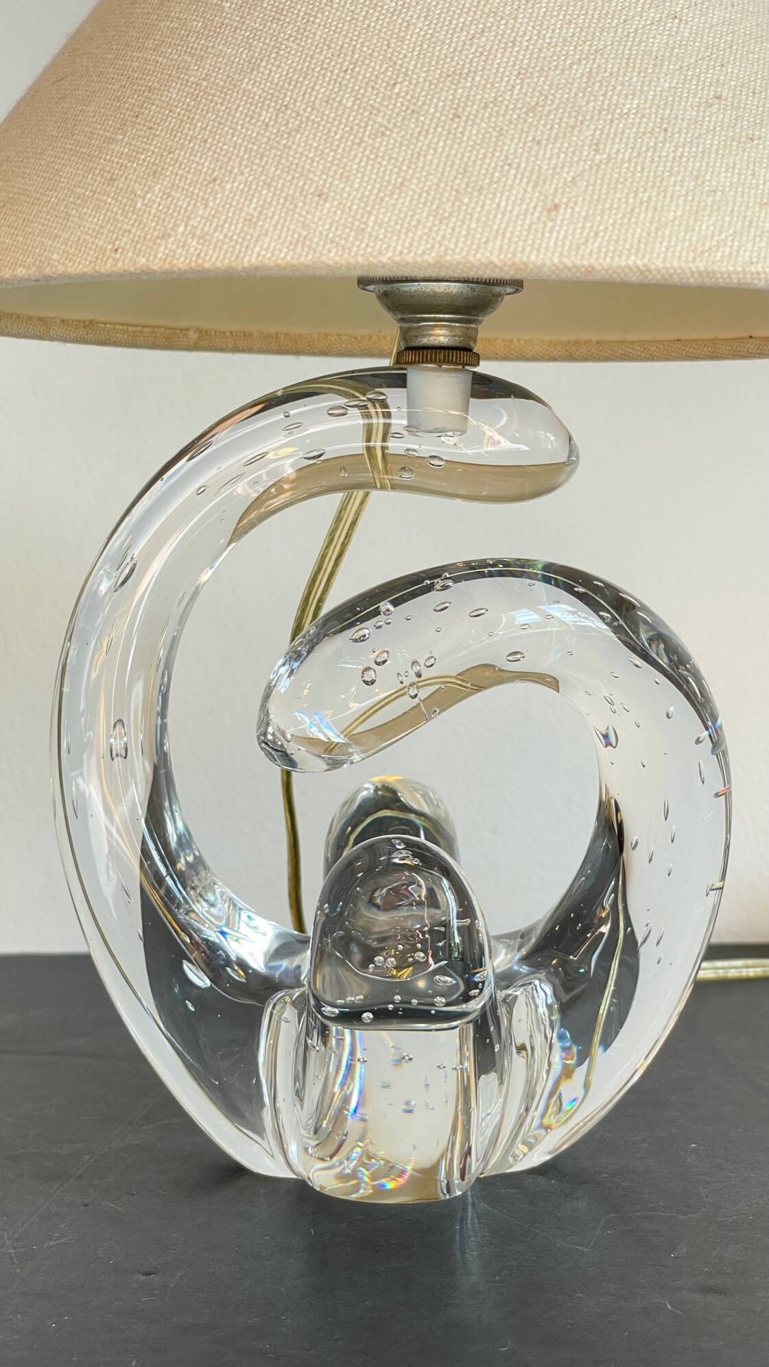 Lampe cristal art déco gravée Paris France