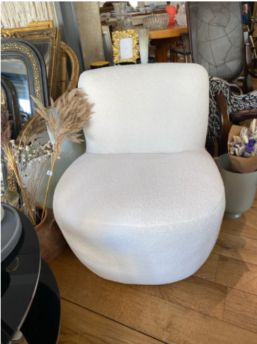 White curly wool armchair