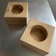 Pair of vintage travertine cube candlesticks from the 70s