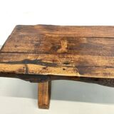 Table Brutaliste en Chêne Massif, Art Populaire (Vers 1900)
