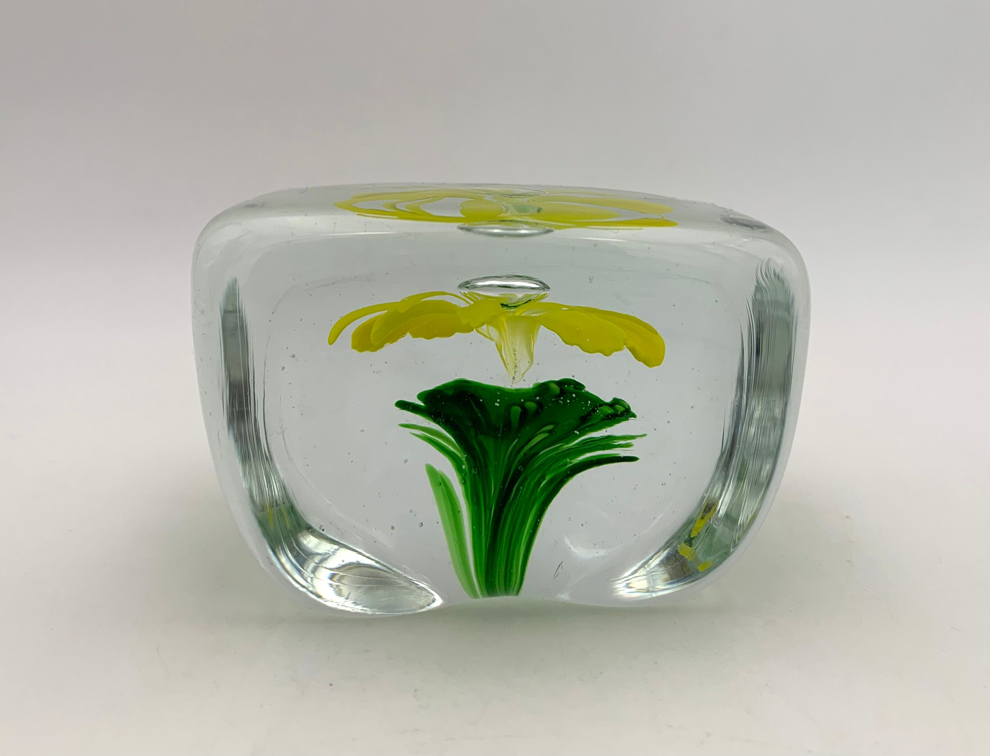 Sulfide, vintage paperweight, flower pattern