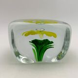 Sulfide, vintage paperweight, flower pattern