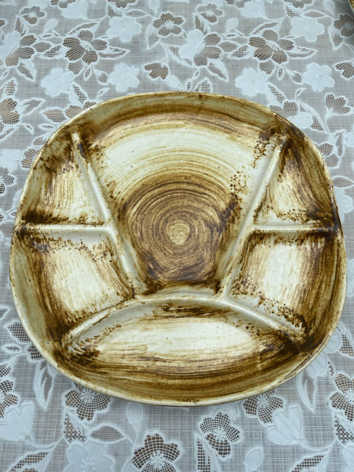 6 Longchamp Fondue Plates – 22 cm – Vintage Enameled Stoneware