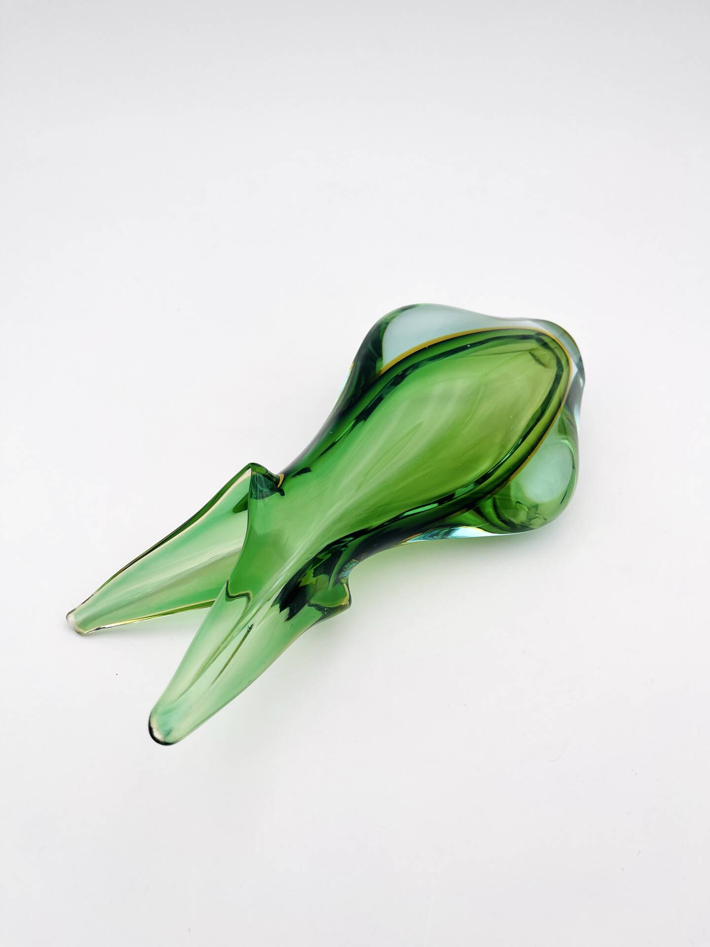 Murano vase Flavio Poli Sommerso Emerald Green Yellow Turquoise 26cm