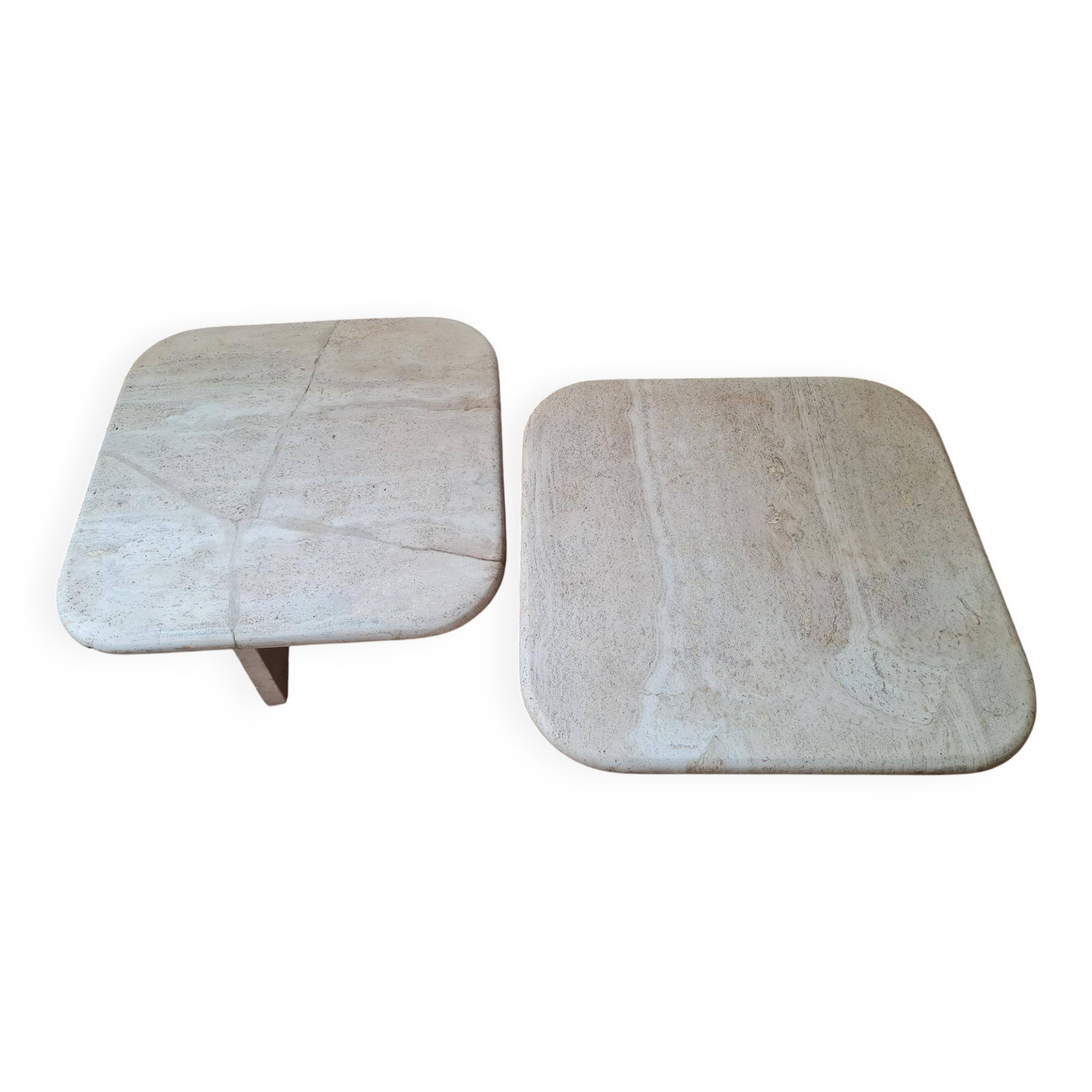 Pair of travertine nesting tables